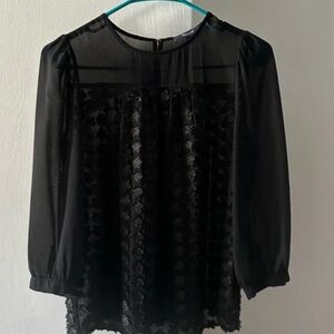 Madewell black sheer blouse